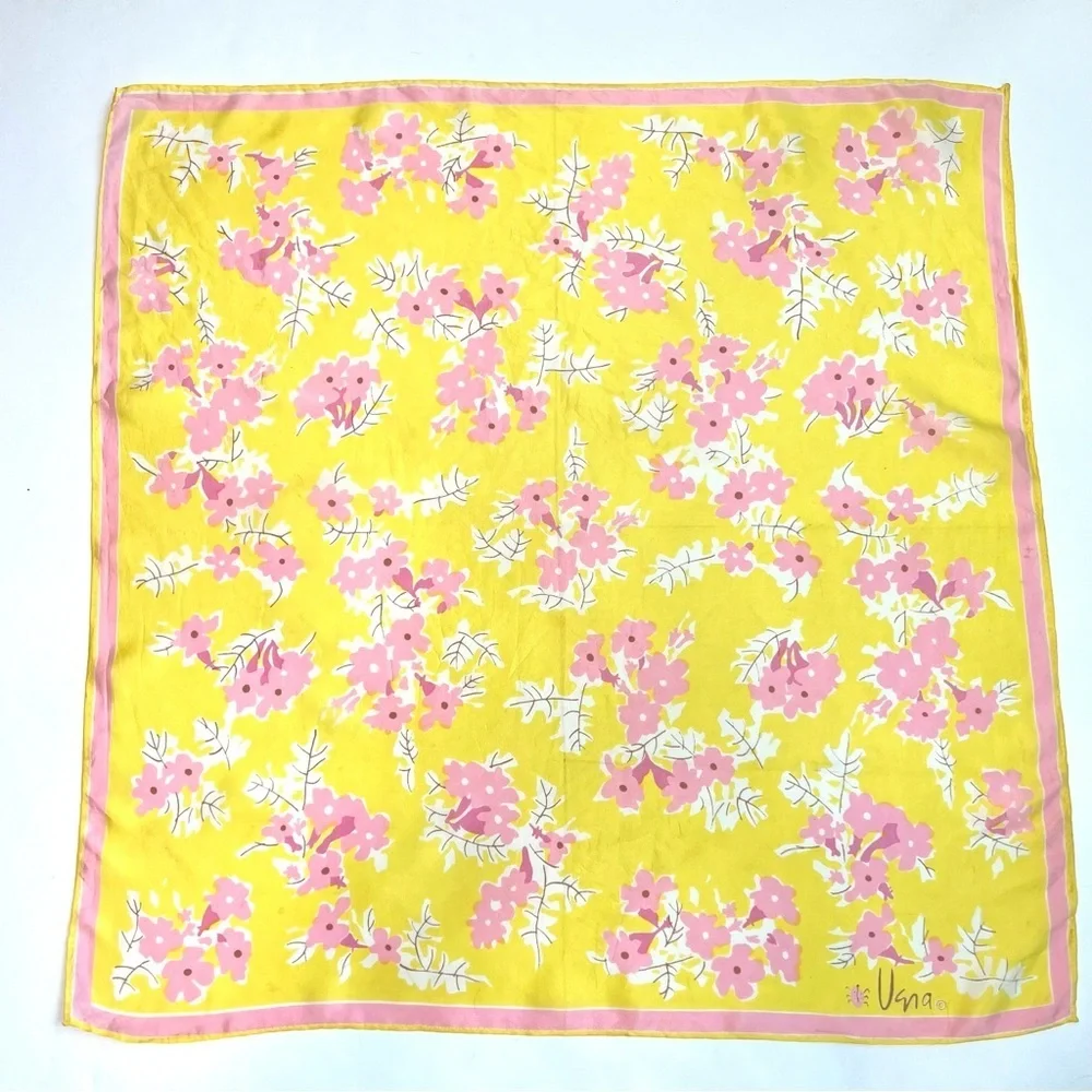 Vintage Vera Neumann Yellow Pink Floral Scarf